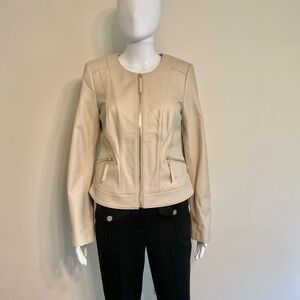 White House Black Market Fitted Leather Jacket~Size Small~Biscotti~NWOT!